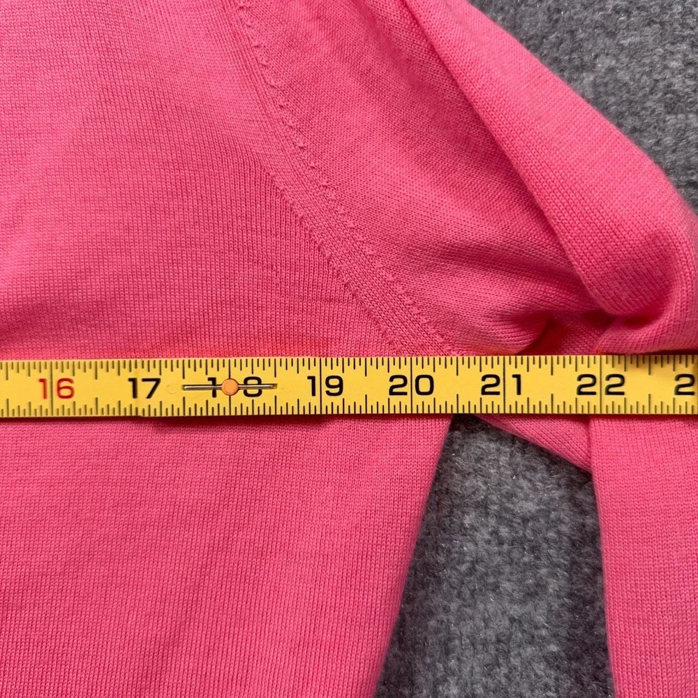 Tory Burch Cardigan Sweater Womens Large Pink Merino Wool Logo Button Simone